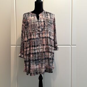 Roz & Ali Pink, Creamand Blue Plaid Tunic